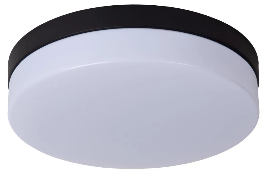 Lucide BISKIT - Lámpara de techo Baño - Ø 28 cm - LED - 1x18W 2700K - IP44 - Sensor movimiento & día/noche - Negro - apagado